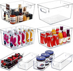 将图片加载到图库查看器，SKTEET Set of 8 Clear Plastic Storage Bins, 4 Large and 4 Small Stackable Storage Containers for Pantry Organization and Kitchen Storage Bins,Home Edit and Cabinet Organizers
