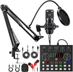 将图片加载到图库查看器，CofeLife Podcast Equipment Bundle, BM800 Podcast Microphone Bundle with V8s Voice Changer, Condenser Microphone Recording Studio Package for Podcasting Live Streaming Singing PC Mobile TikTok YouTube

