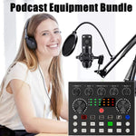 将图片加载到图库查看器，CofeLife Podcast Equipment Bundle, BM800 Podcast Microphone Bundle with V8s Voice Changer, Condenser Microphone Recording Studio Package for Podcasting Live Streaming Singing PC Mobile TikTok YouTube
